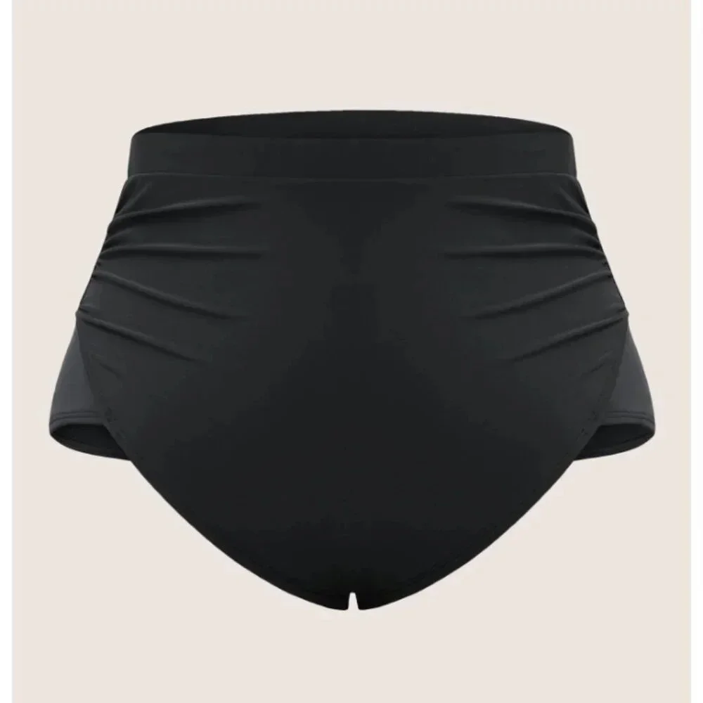 BloomChic Plus Size Plain Patchwork Ruched Swim Bottom - Picture 5 of 6